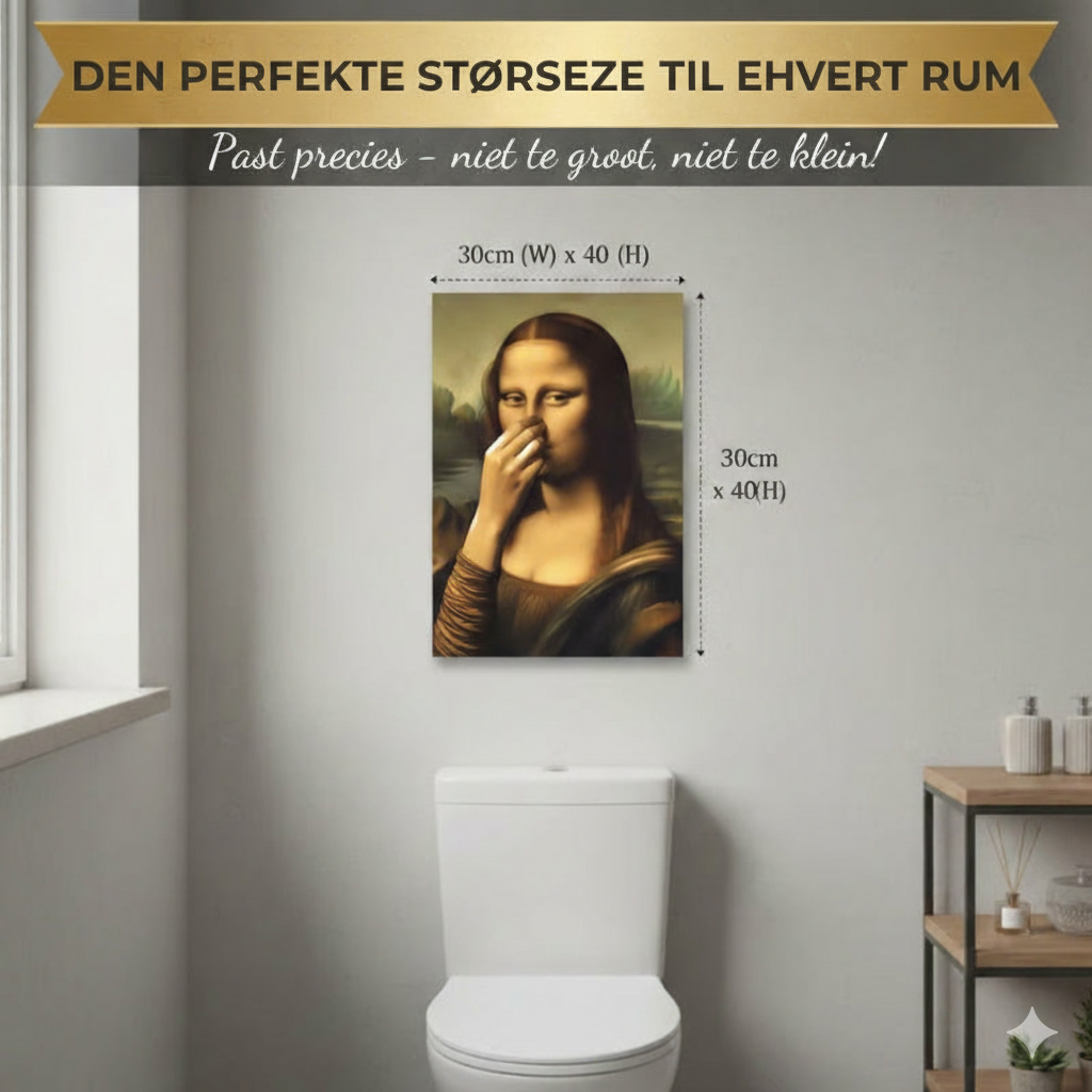 Mona Lisa holder sig for næsen – lærredsprint (Uden ramme)