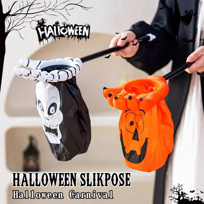 Slikpose til halloween med græskar- eller skeletmotiv
