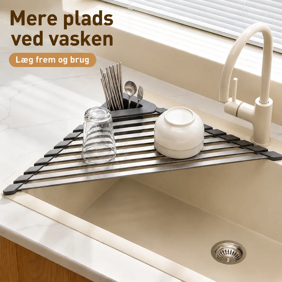 Sammenklappelig afdrypningsrist til vasken
