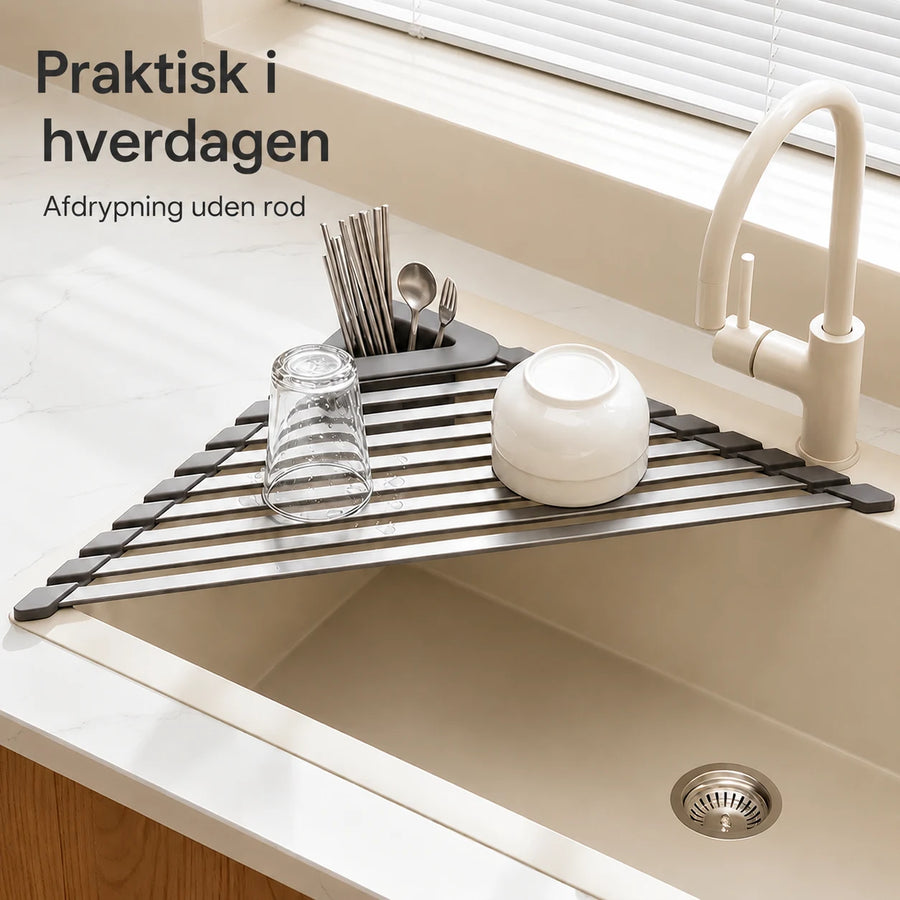 Sammenklappelig afdrypningsrist til vasken