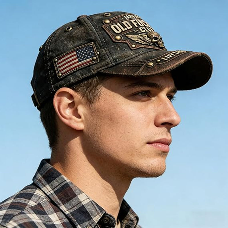 ⏳Begrænset Tid: 50% Rabat⏰ Old Fuckers Club Vintage Broderet Kasket🧢
