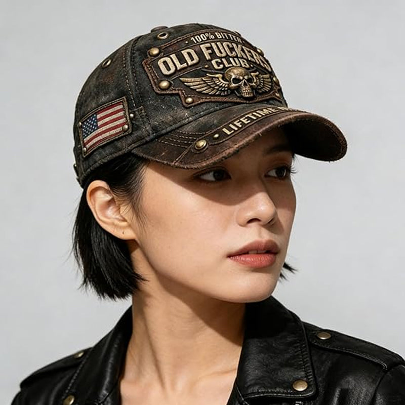 ⏳Begrænset Tid: 50% Rabat⏰ Old Fuckers Club Vintage Broderet Kasket🧢