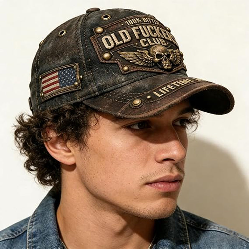 ⏳Begrænset Tid: 50% Rabat⏰ Old Fuckers Club Vintage Broderet Kasket🧢