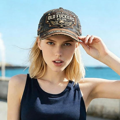 ⏳Begrænset Tid: 50% Rabat⏰ Old Fuckers Club Vintage Broderet Kasket🧢