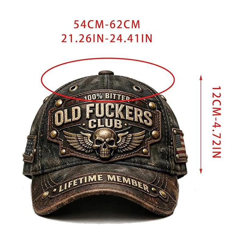 ⏳Begrænset Tid: 50% Rabat⏰ Old Fuckers Club Vintage Broderet Kasket🧢
